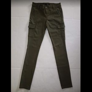 Express Skinny Cargo Pants, Olive Green, Size 0